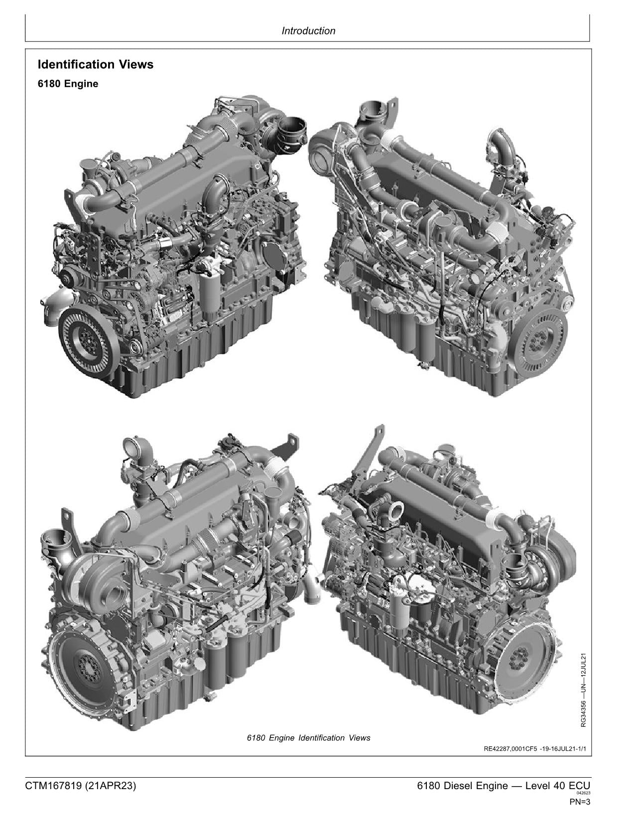 John Deere 6180 Engine Level 40 ECU REPAIR SERVICE TECHNICAL MANUAL CTM167819