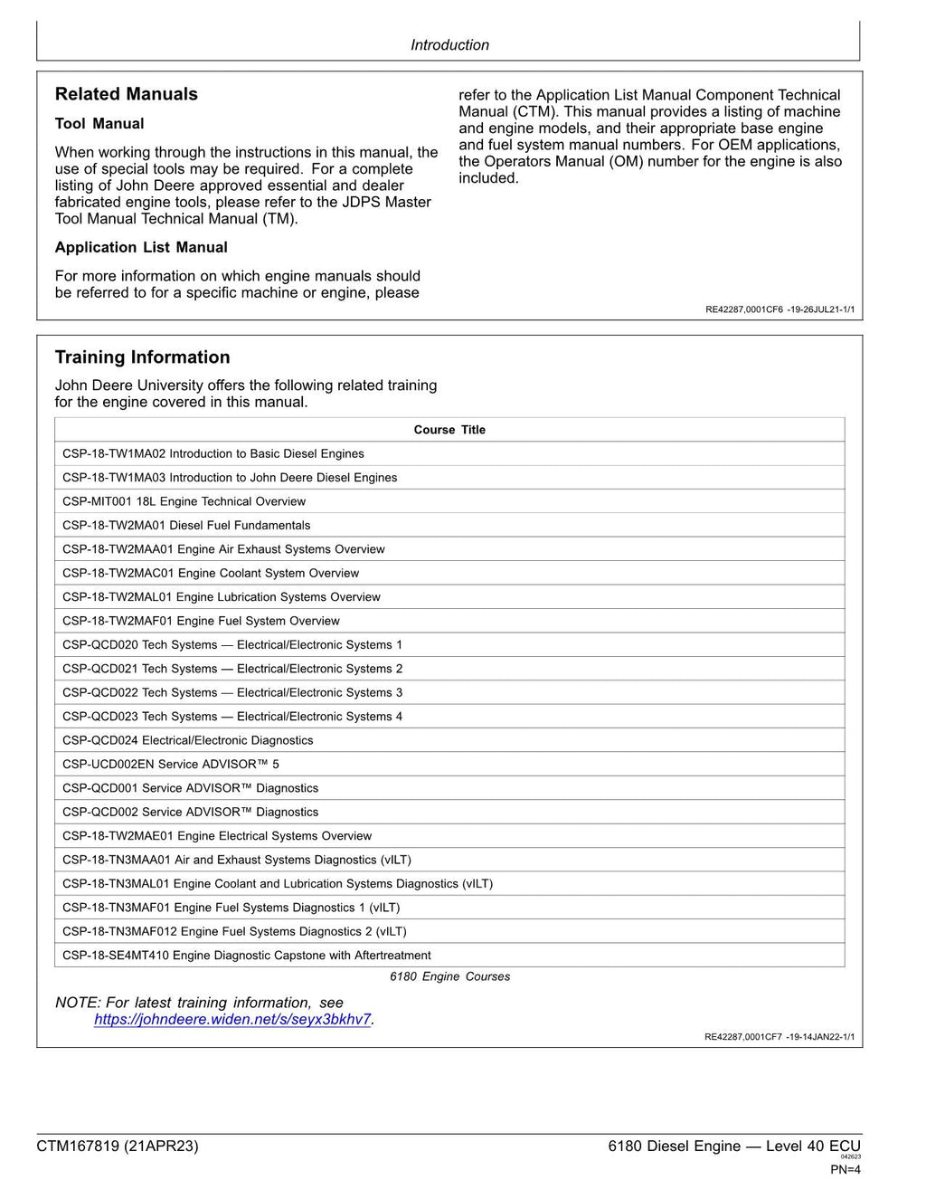 John Deere 6180 Engine Level 40 ECU REPAIR SERVICE TECHNICAL MANUAL CTM167819
