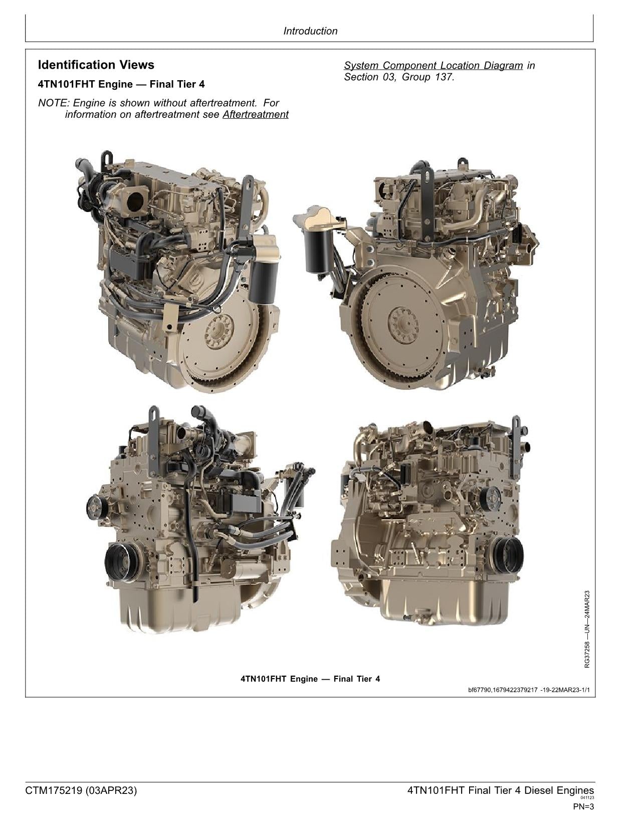 John Deere Yanmar 4TN101FHT Engine Final Tier 4 Platform REPAIR SERVICE MANUAL