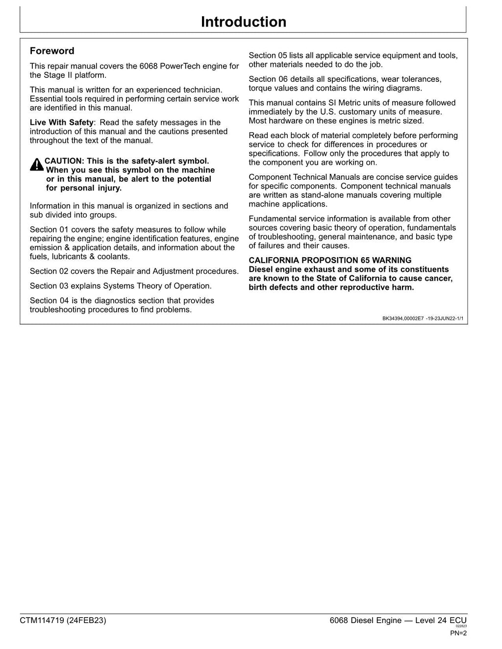 John Deere 6068 6.8L Engine Level 24 ECU REPAIR SERVICE MANUAL CTM114719
