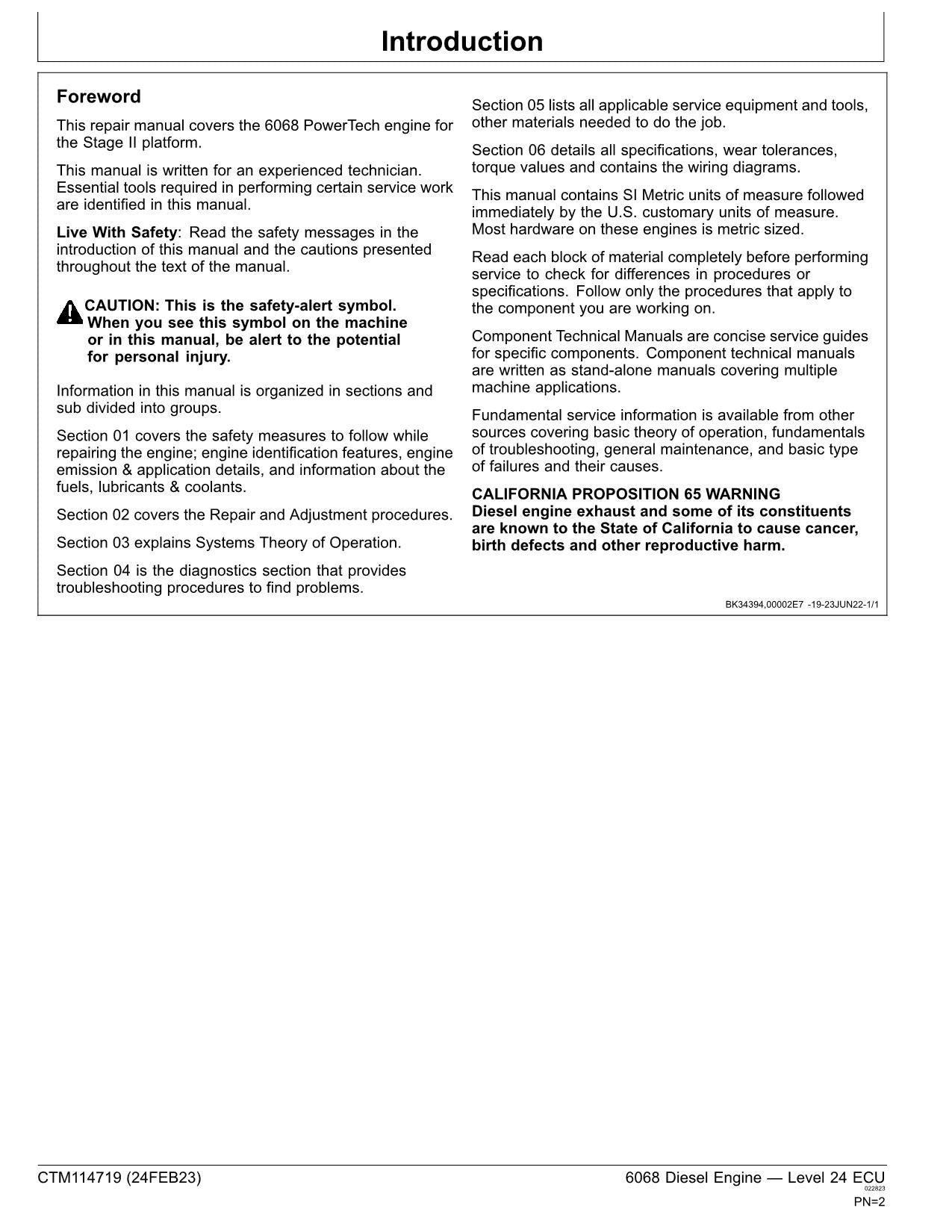 John Deere 6068 6.8L Engine Level 24 ECU REPAIR SERVICE MANUAL CTM114719