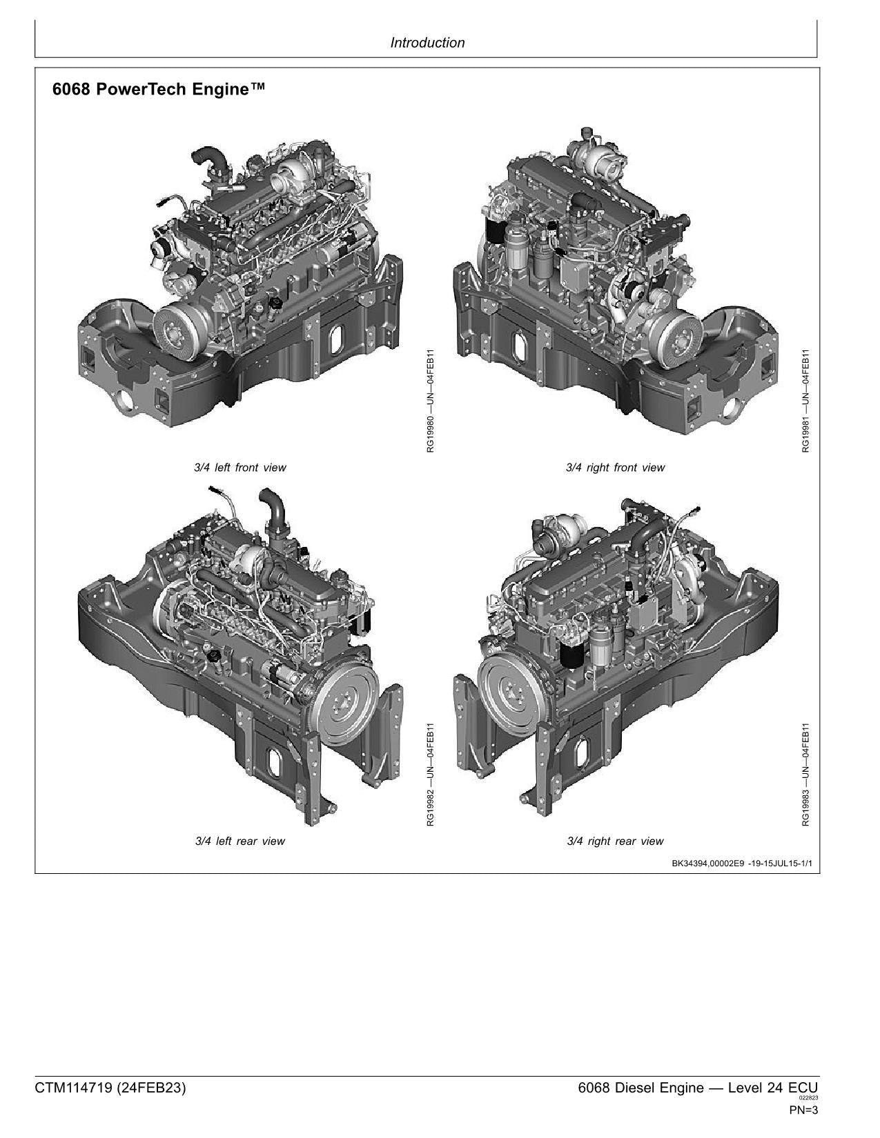 John Deere 6068 6.8L Engine Level 24 ECU REPAIR SERVICE MANUAL CTM114719