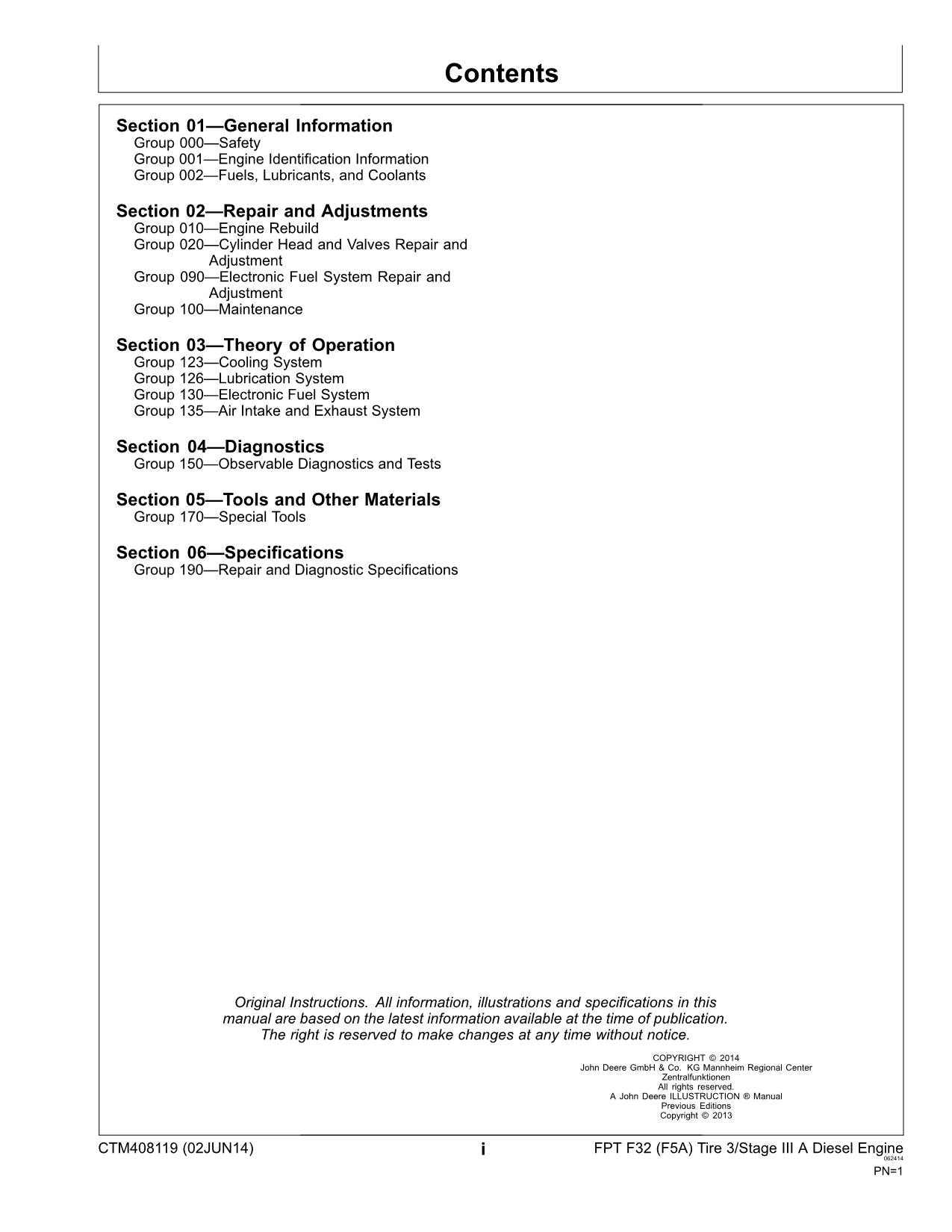 John Deere 5075 5085 5100 FPT F32 F5A Engine Tier 3 Stage III A Service manual