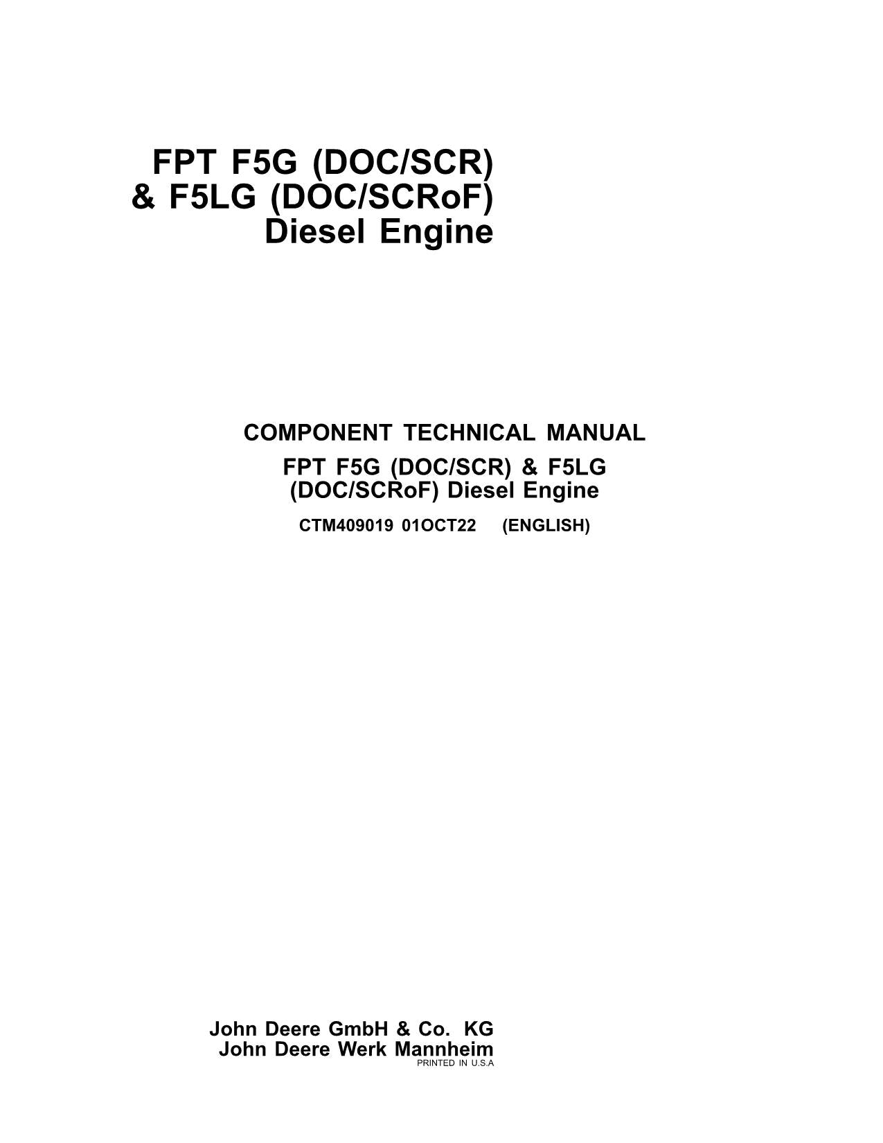 John Deere 5105 5115 5090 FPT F5G DOC SCR F5LG DOC SCRoF Engine Service manual