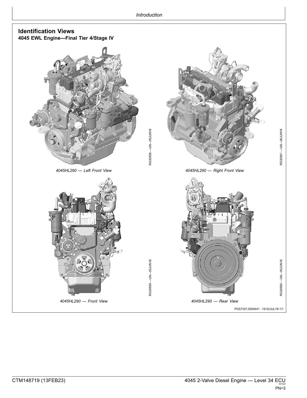 Manual de servicio de la ECU del motor John Deere 4045 de 2 válvulas, nivel 34