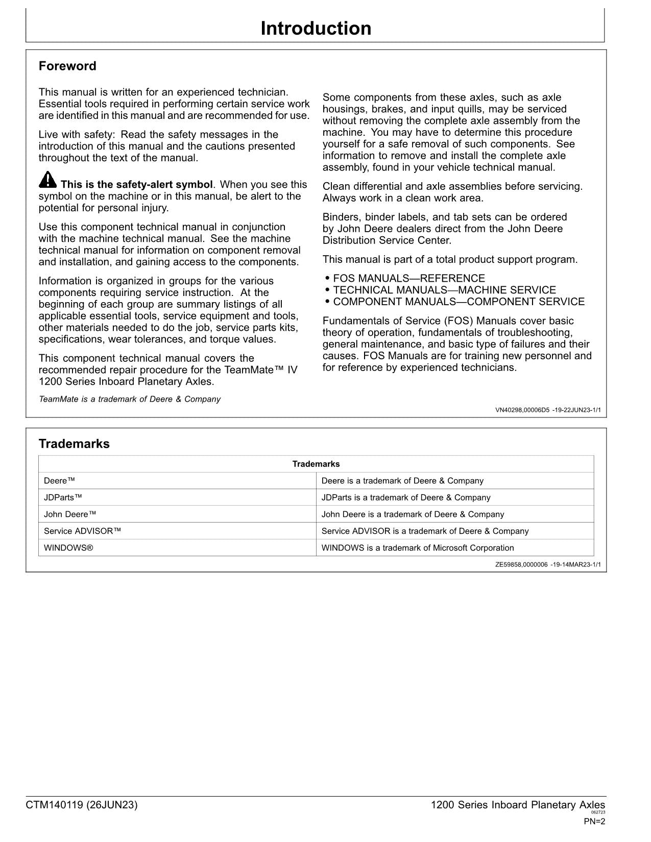 MANUAL DE SERVICIO Y REPARACIÓN DEL EJE PLANETARIO INTERIOR DE LA SERIE 1200 IV DE JOHN DEERE CTM140119