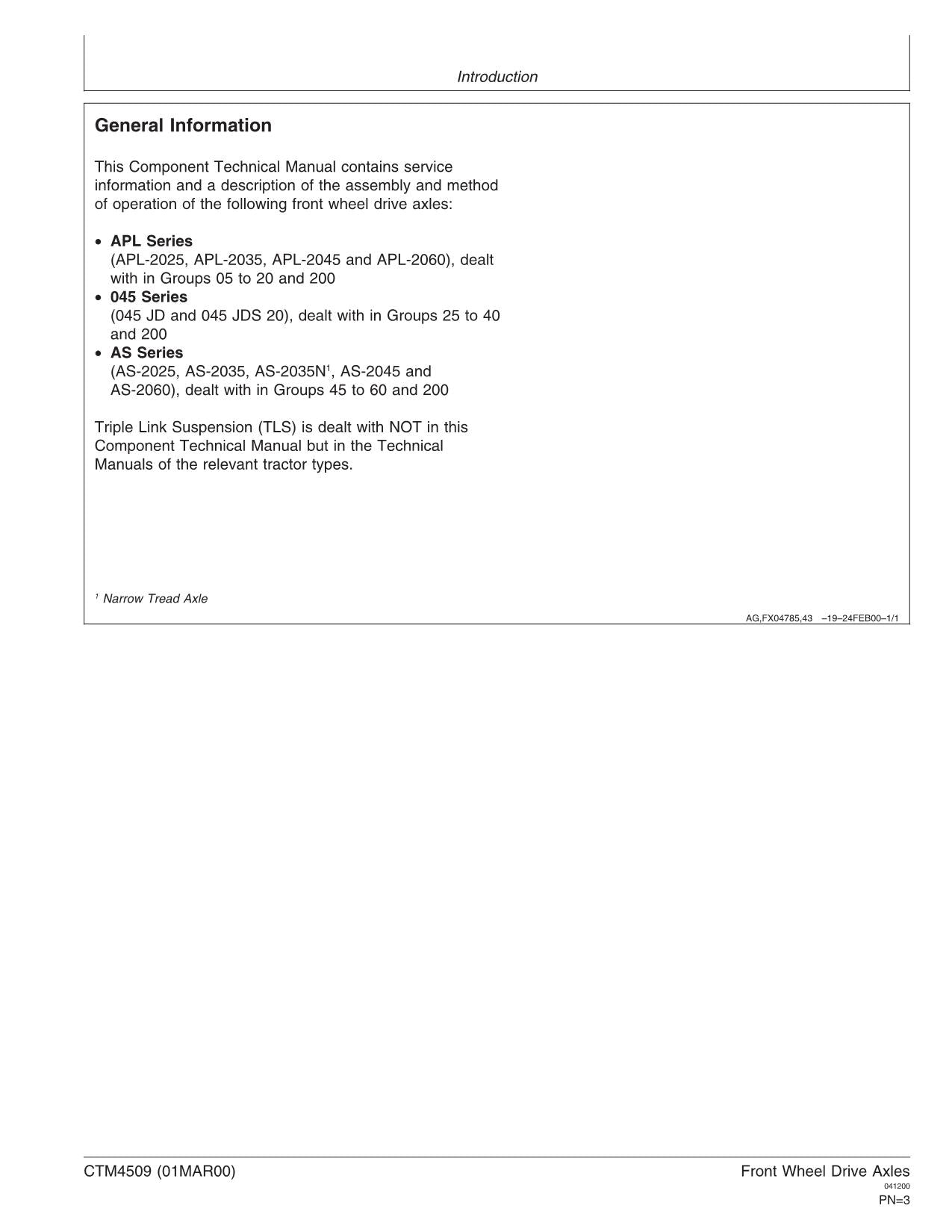 JOHN DEERE 6400L 6506 6600 6900 6510 661 6810 6910 DRIVE AXLE SERVICE MANUAL