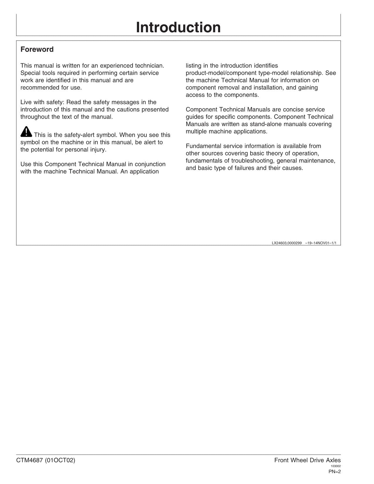 JOHN DEERE 6020 6120 6220 6320 6420 6420S 6620 6820 AXLE AS MS SERVICE MANUAL