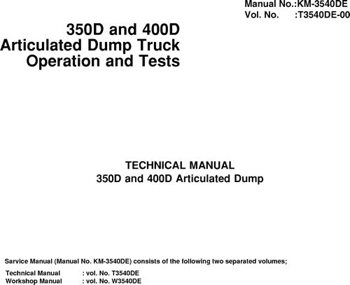 HITACHI AH350D AH400D DUMP TRUCK SERVICE MANUAL