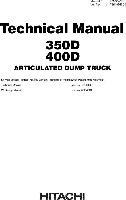 HITACHI AH350D AH400D DUMP TRUCK SERVICE MANUAL