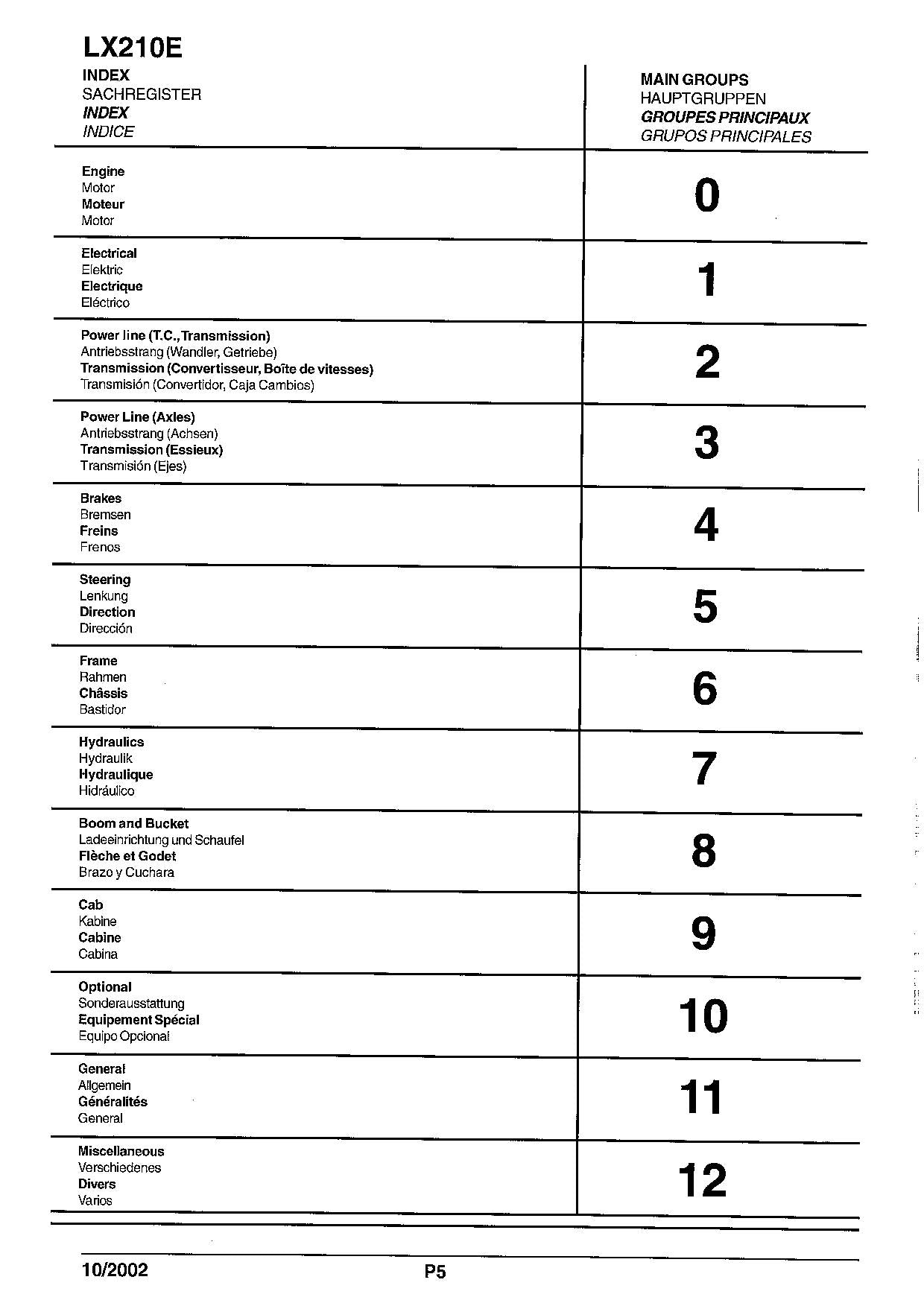 Hitachi LX210E Wheel Loader Parts Catalog Manual SN 381F1001-up
