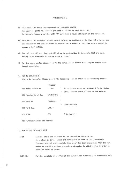 HITACHI LX30 WHEEL LOADER PARTS CATALOG MANUAL