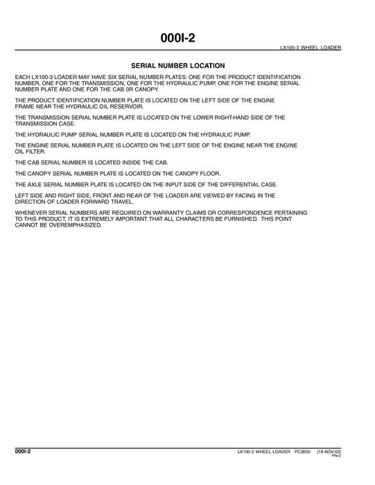 HITACHI JOHN DEERE EX100-3 LOADER PARTS CATALOG MANUAL