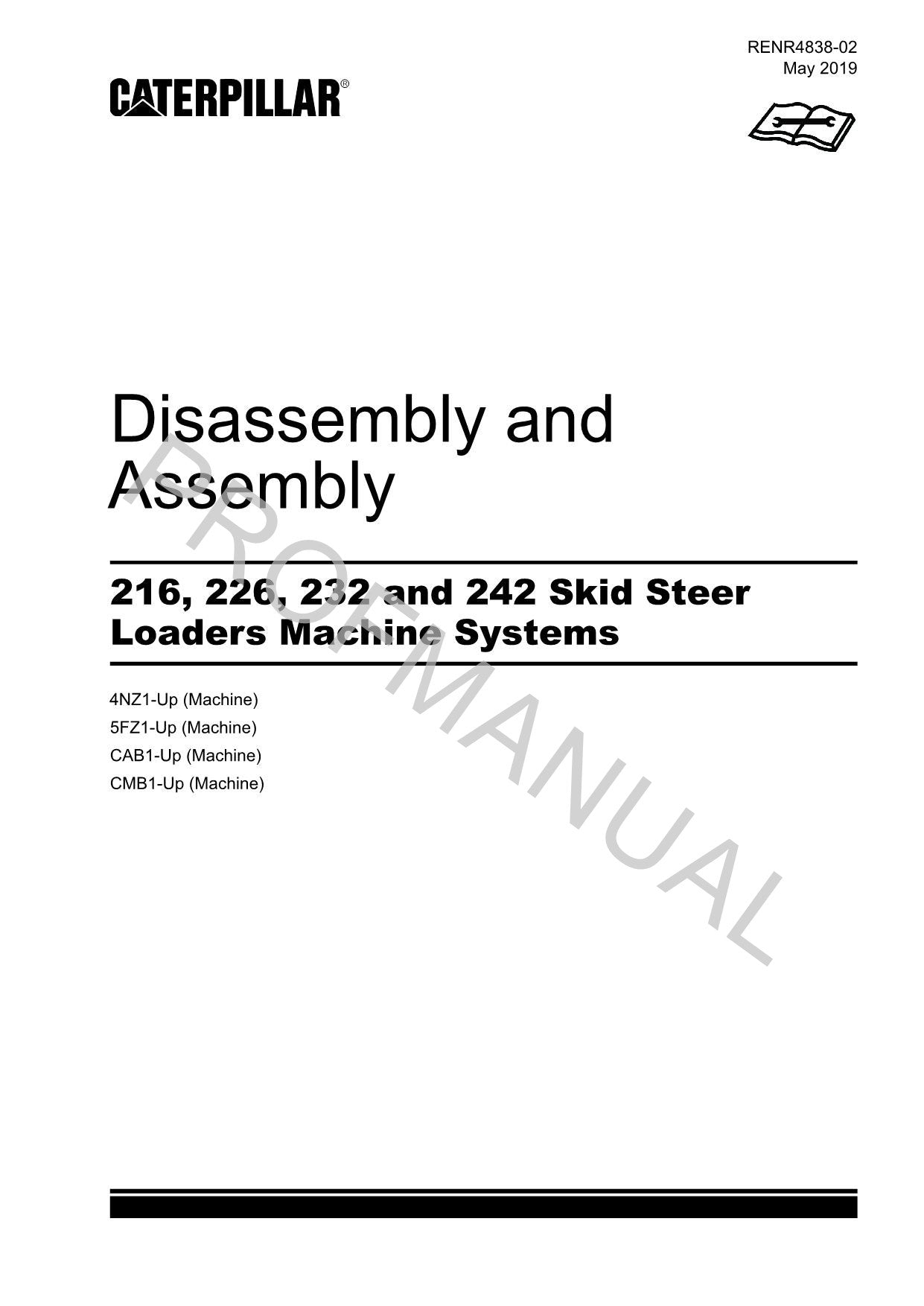 Manual de servicio del cargador de dirección deslizante Caterpillar 216 226 232 242 Suplemento Desmontaje Montaje