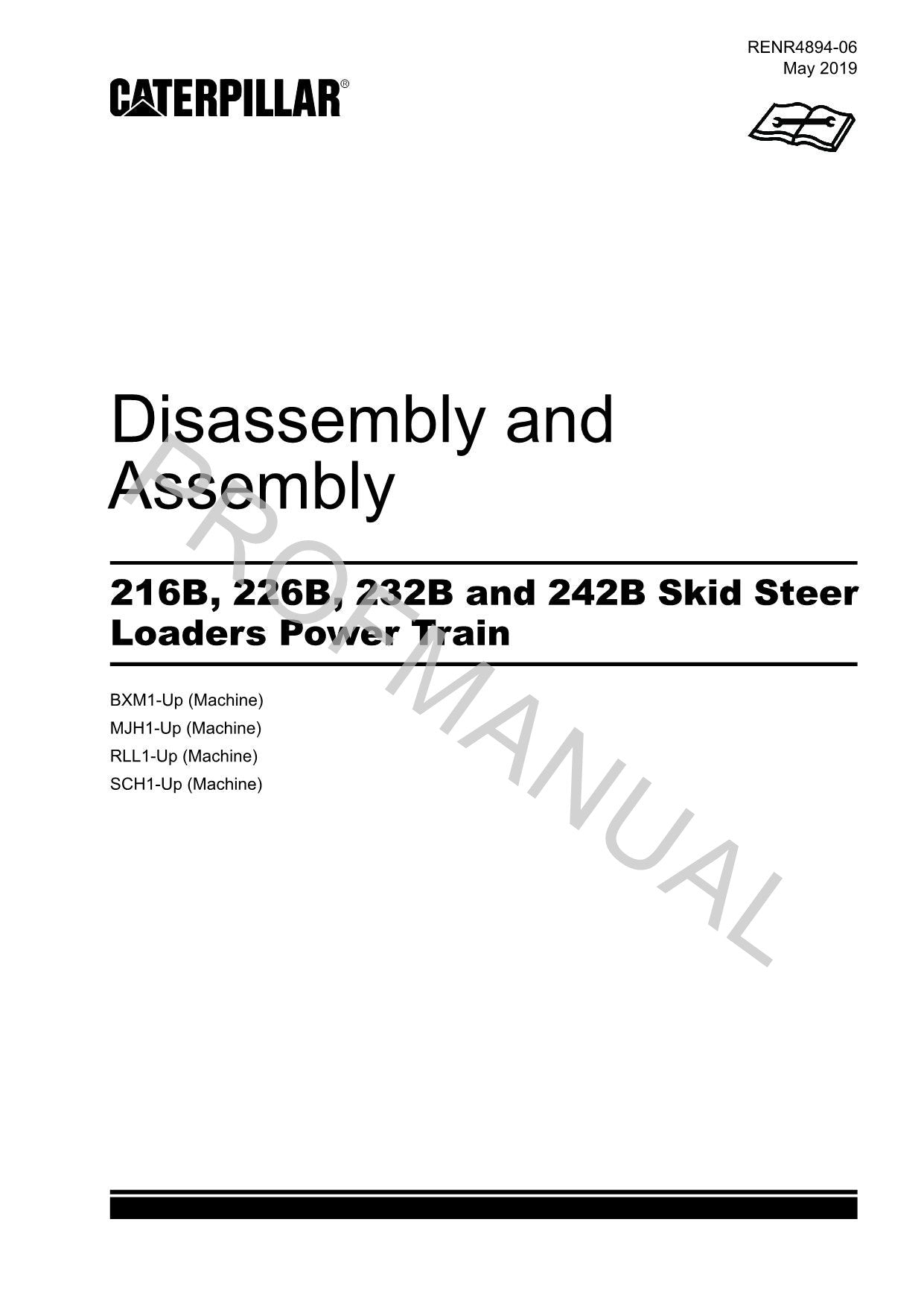 Manual de servicio del tren de potencia del cargador Caterpillar 216B 226B 232B 242B Desmontaje y montaje