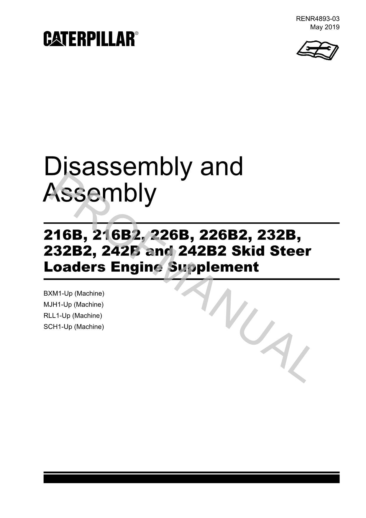Manual de servicio del cargador Caterpillar 216B 216B2 226B 226B2, suministro del motor, desmontaje y montaje