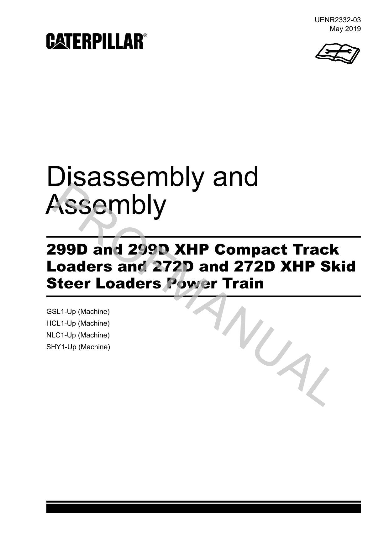Manual de servicio del tren de potencia del cargador Caterpillar 299D 272D XHP Desmontaje y montaje