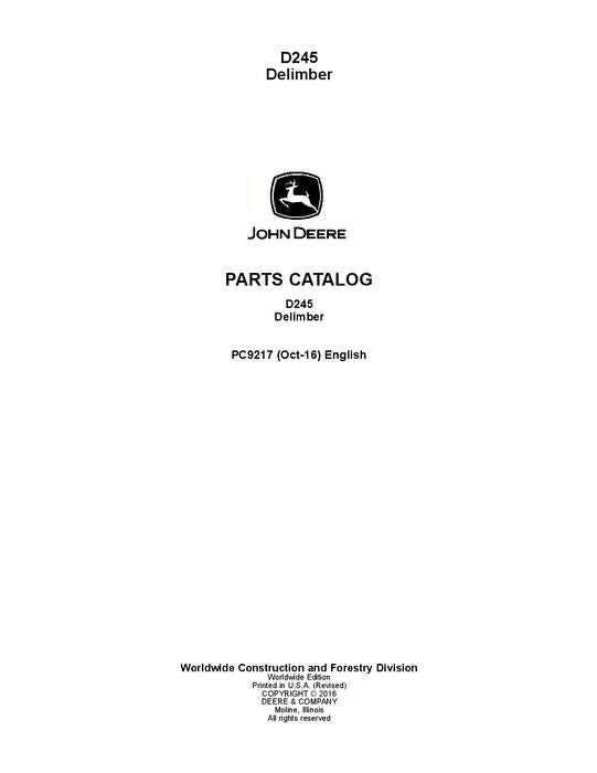 Manual del catálogo de piezas de la desramadora John Deere D245