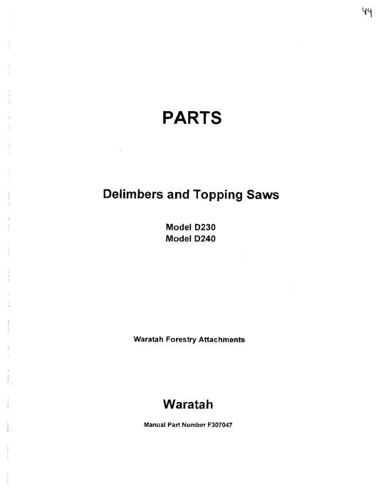 Manual del catálogo de piezas de la desramadora JOHN DEERE D230 y D240