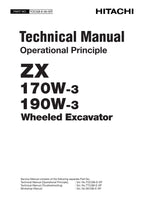 HITACHI ZX170W-3 ZX190W-3 Operational Principle EAR Excavator Technical Manual