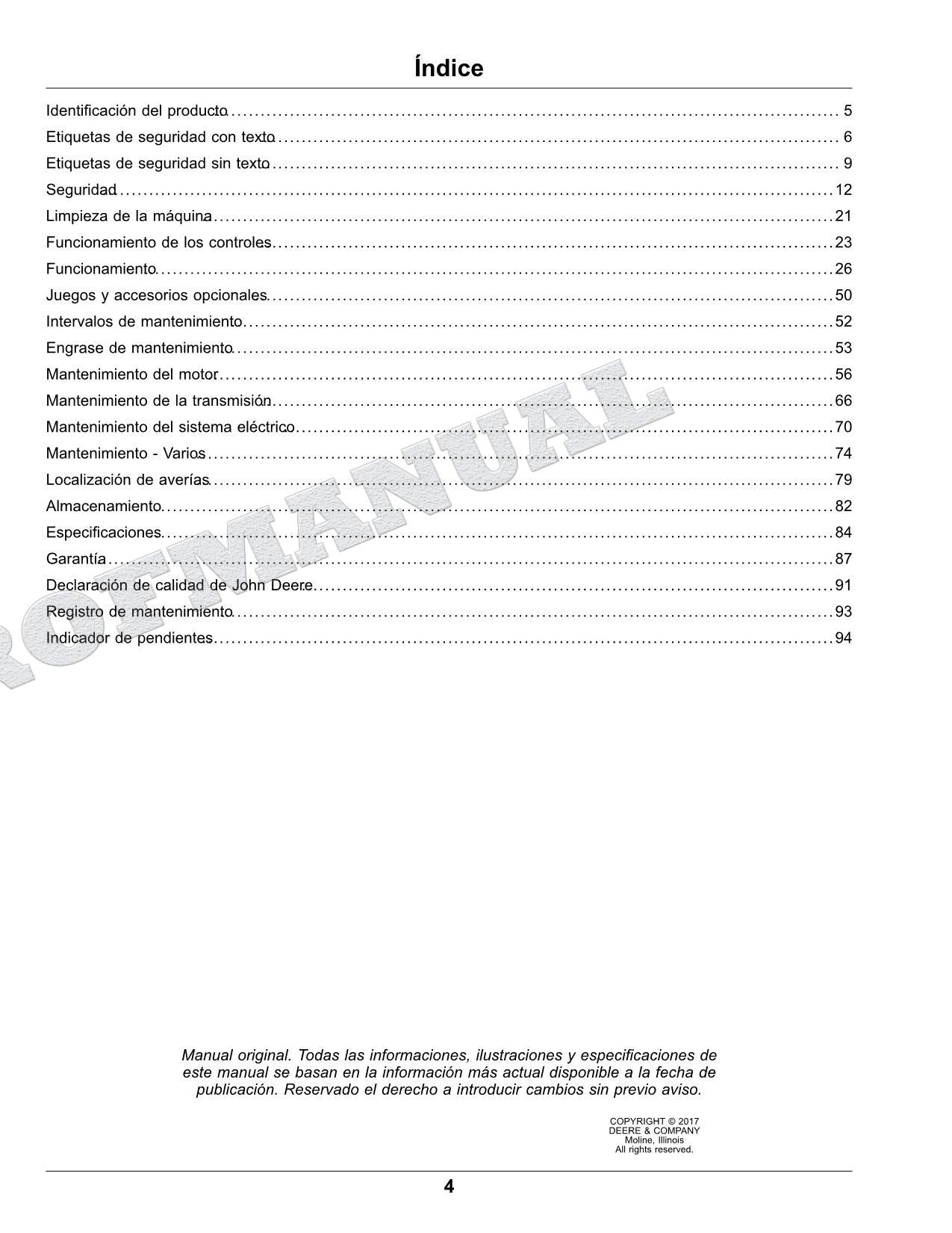 John Deere X750 X754 X758 Tractor Manual del Operador Español SN 060001-