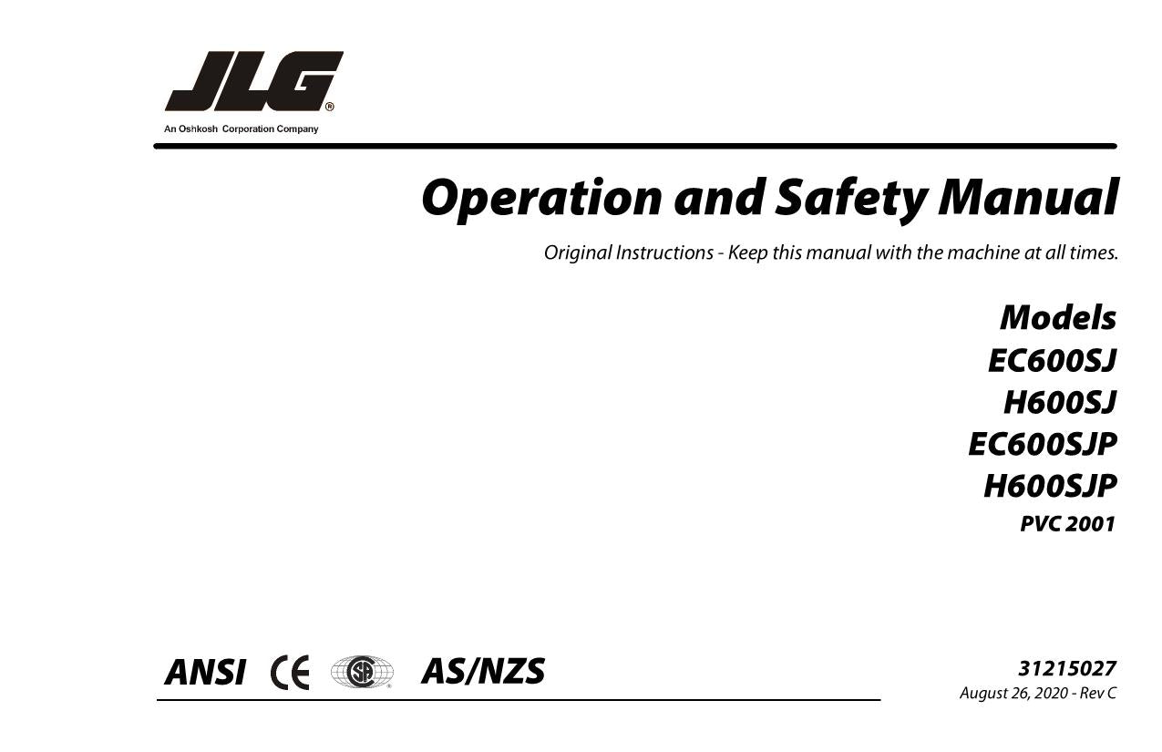 Manual del operador de plataformas elevadoras JLG EC600SJ EC600SJP H600SJ H600SJP 31215027