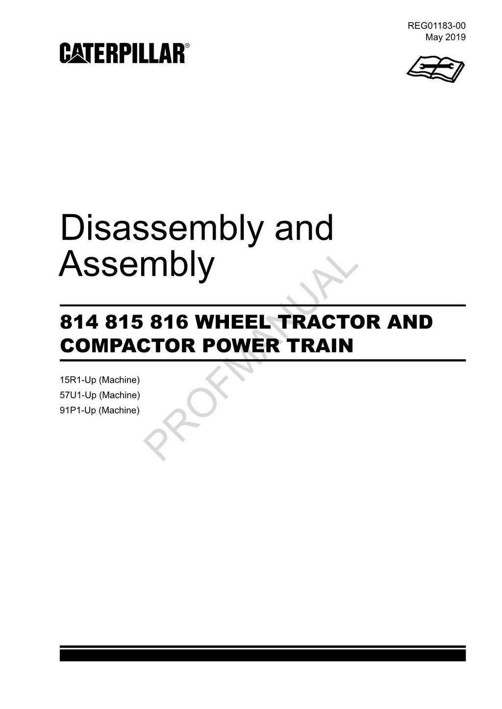 Manual de servicio de desmontaje y montaje del tren de fuerza del compactador de tractores Caterpillar 814-815-816