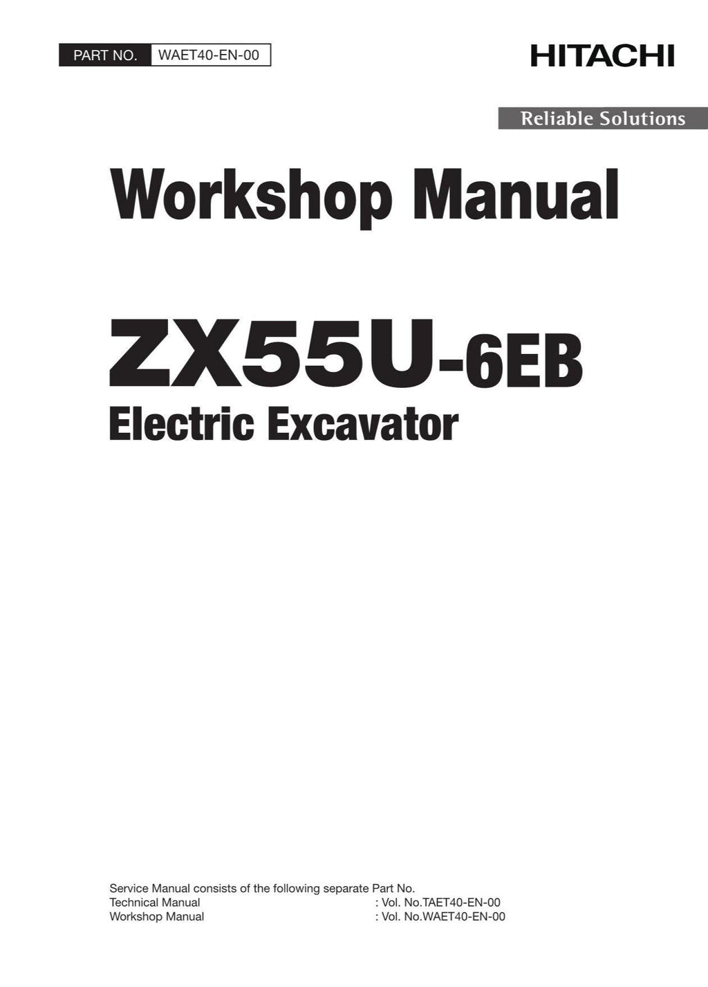 Manual de servicio y reparación de la excavadora Hitachi ZX55U-6EB