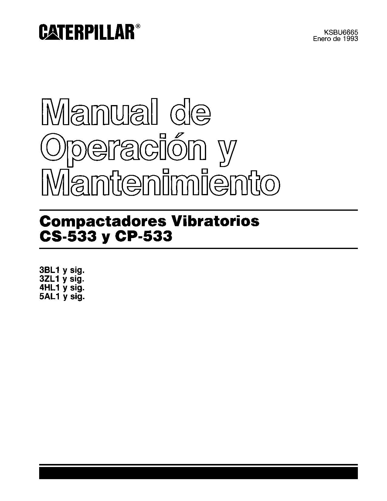 Caterpillar CS 533 CP 533 Compactadora Manual de Operación y Mantenimiento