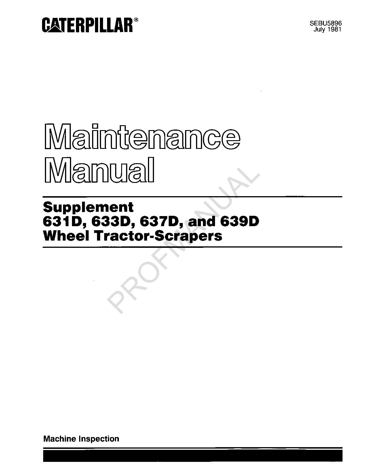 Manual del operador del tractor de ruedas Caterpillar 631D, 633D, 637D y 639D con traílla