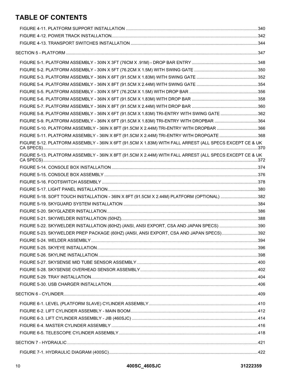 JLG 400SC 460SJC Boom Lift  Parts Catalog Manual