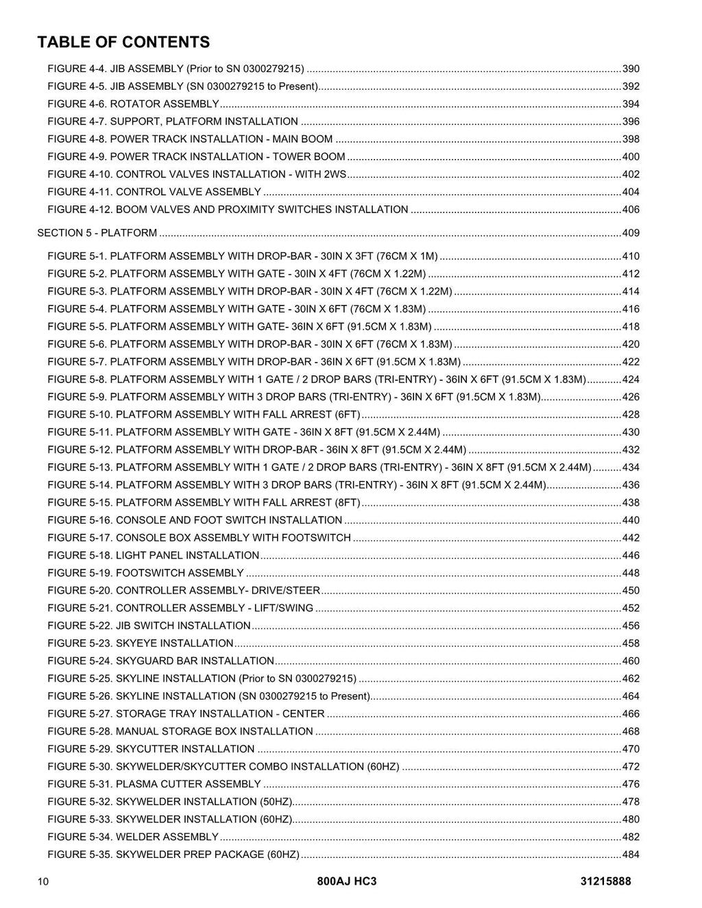 JLG 800AJ HC3 Boom Lift Parts Catalog Manual 31215888