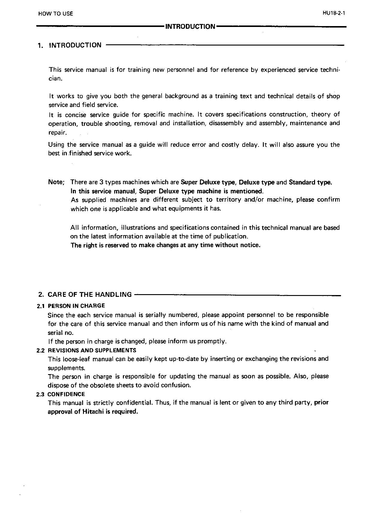 HITACHI EX160WD Excavator Service Manual