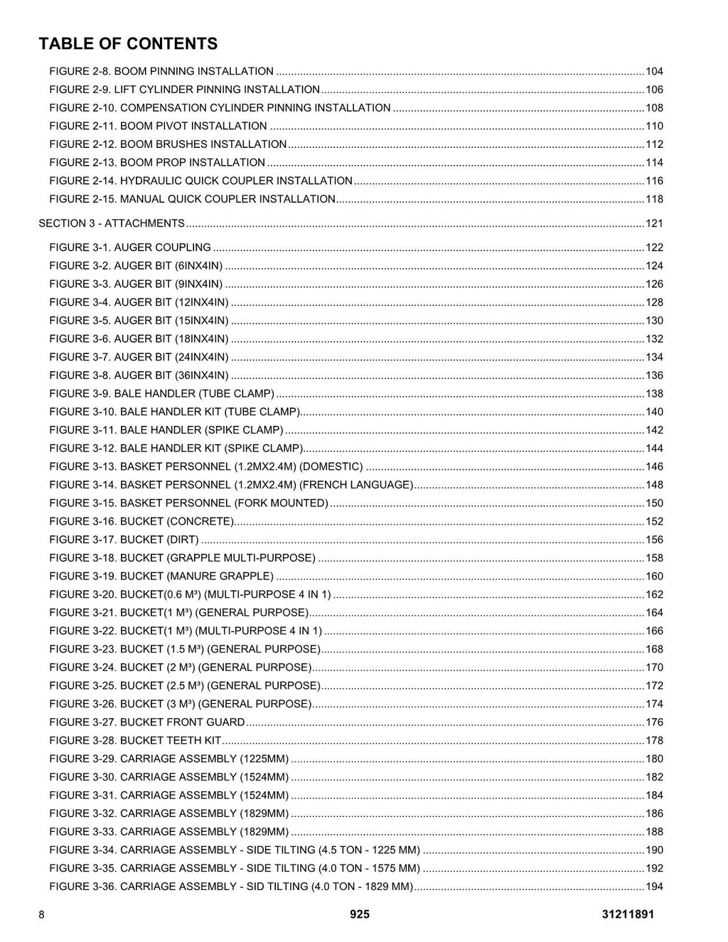 Manual del catálogo de piezas del manipulador telescópico JLG 925