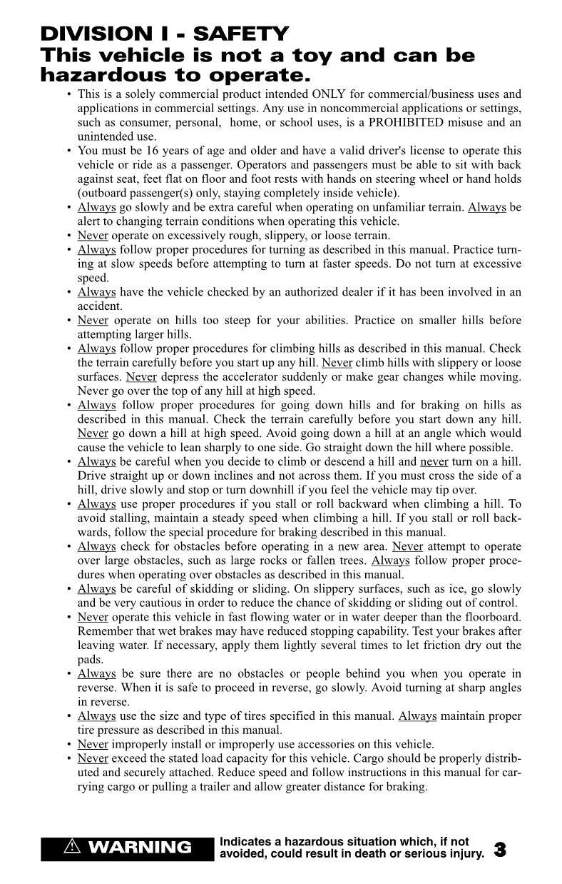 Manual del operador de mantenimiento y operación de UTV JLG 315G 615G