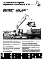 Liebherr R922 Litronic Excavator Operators manual serial 101