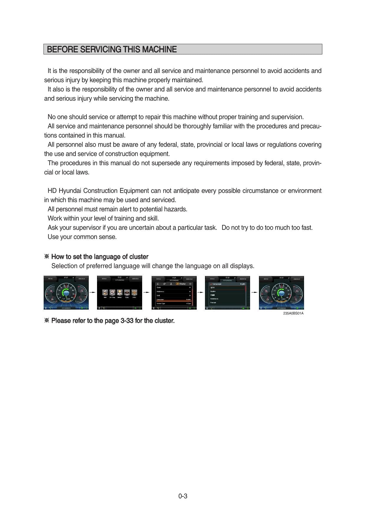 Hyundai HX235A LCR CRAWLER EXCAVATOR Operators Maintenance Manual