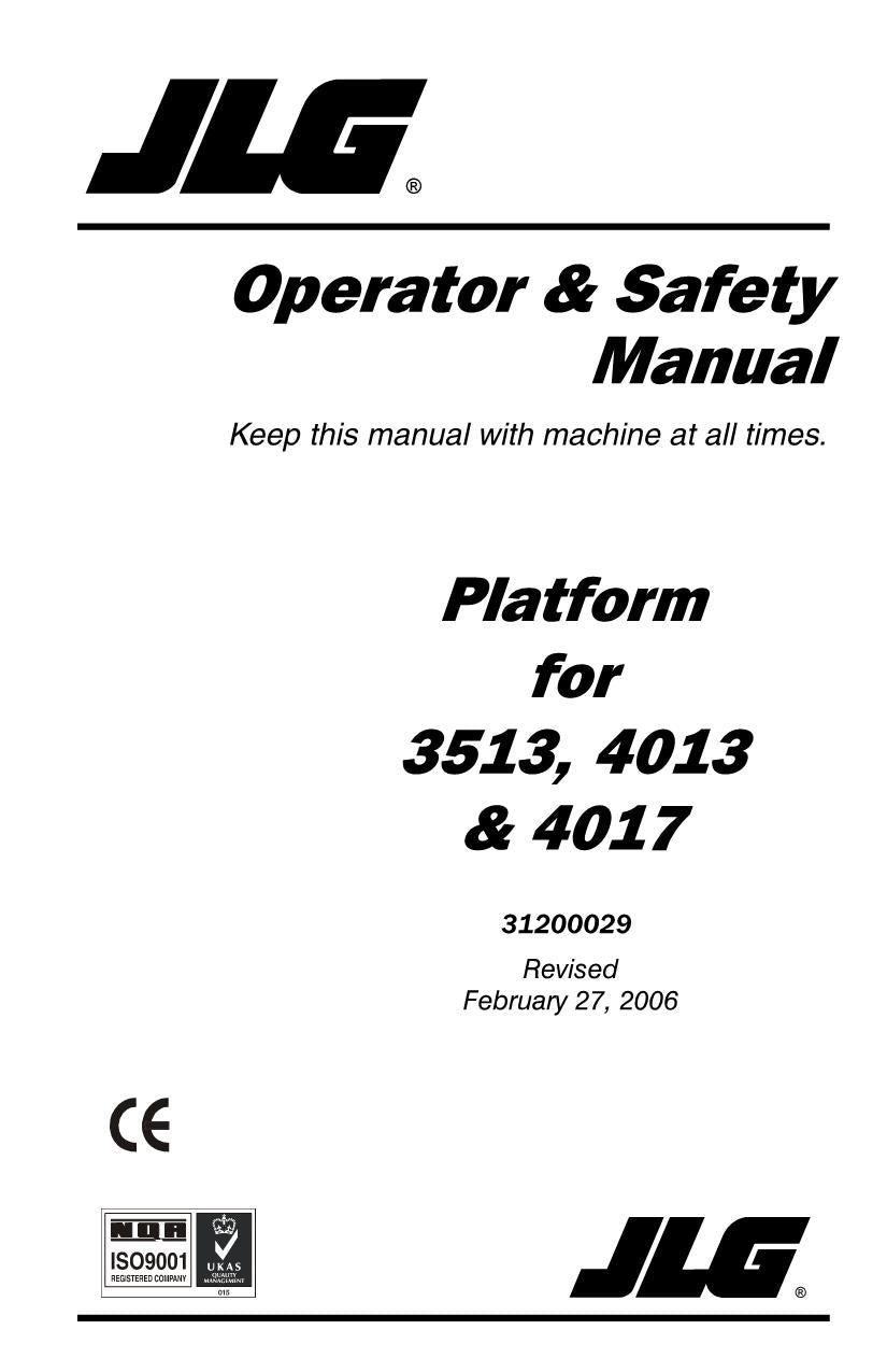Manual del operador de mantenimiento y operación de manipuladores telescópicos JLG 3513 4013 4017 31200029