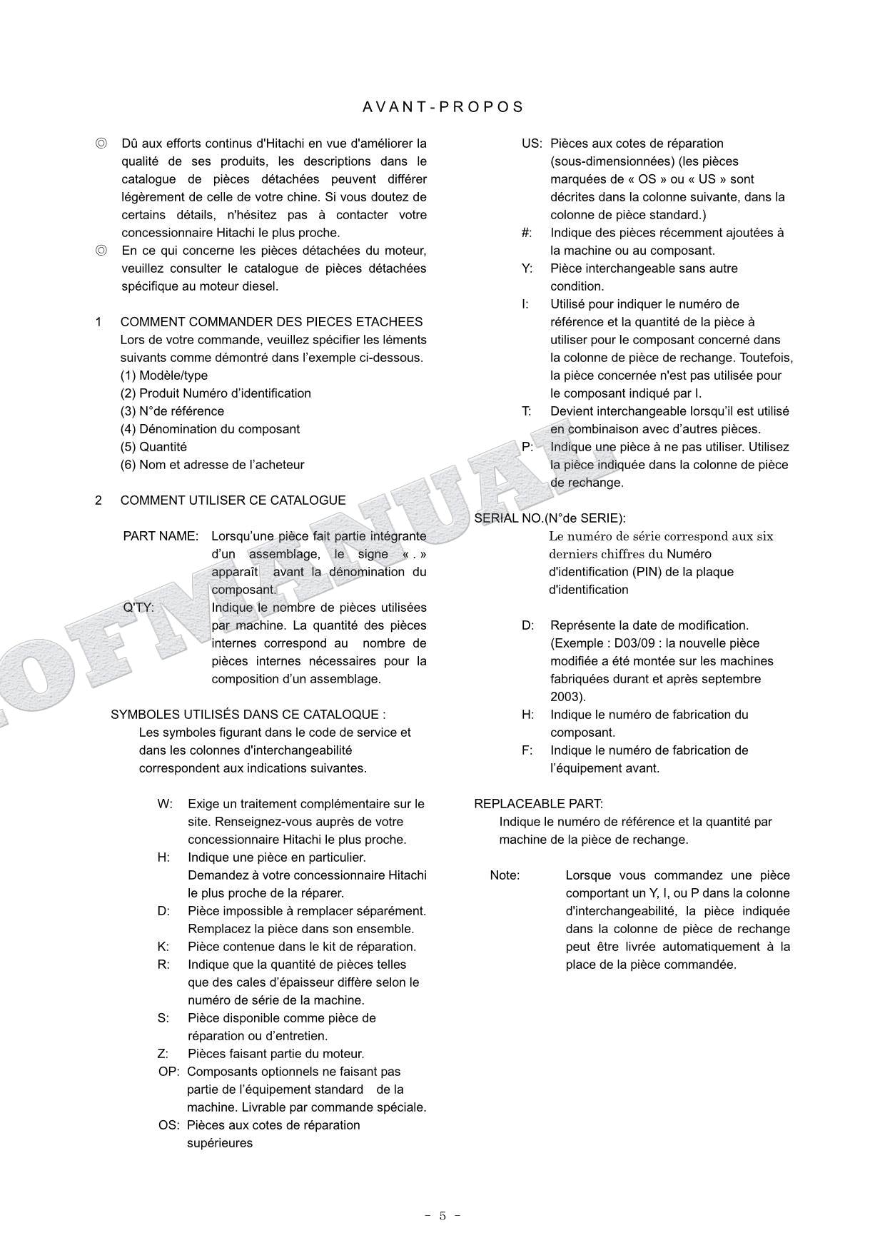 HITACHI ZAXIS ZX135US 3-Piece Short-reach Front Excavator Parts Catalog Manual