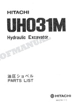 HITACHI UH031M Excavator Parts Catalog Manual