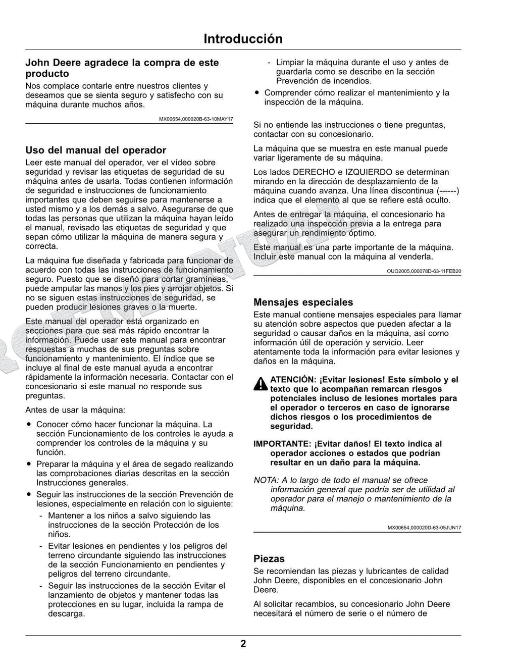 John Deere S220 S240 Tractor Manual del Operador SN S220 010001- 240 880001-
