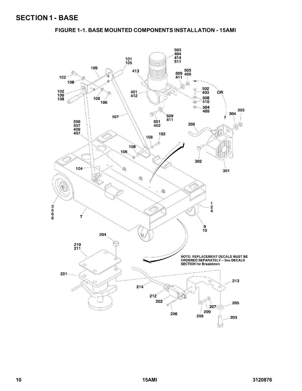 Manual del catálogo de piezas del mástil vertical JLG 15AMI