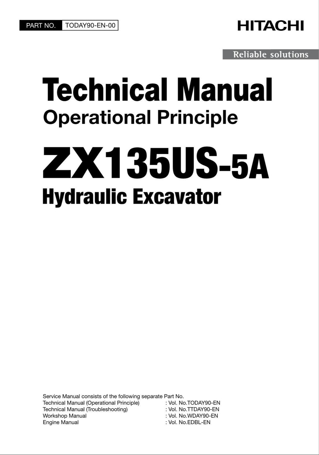HITACHI ZAXIS ZX135US-5A Excavator Operational Principle Technical Manual
