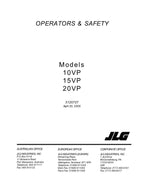 JLG 10VP 15VP 20VP Vertical Mast Maintenance Operation Operators Manual