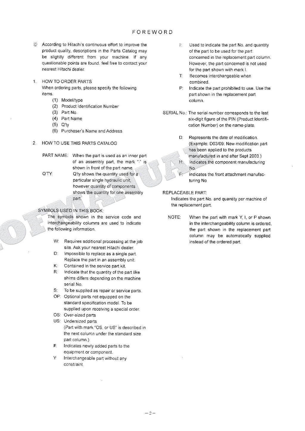 HITACHI ZX120 120-E 130 130H 130K 130LCN Equip Excavator Parts Catalog Manual