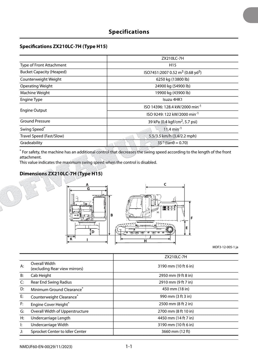 HITACHI ZX210LC-7H ZX250LC-7H ZX350LC-7H Excavator Service Manual