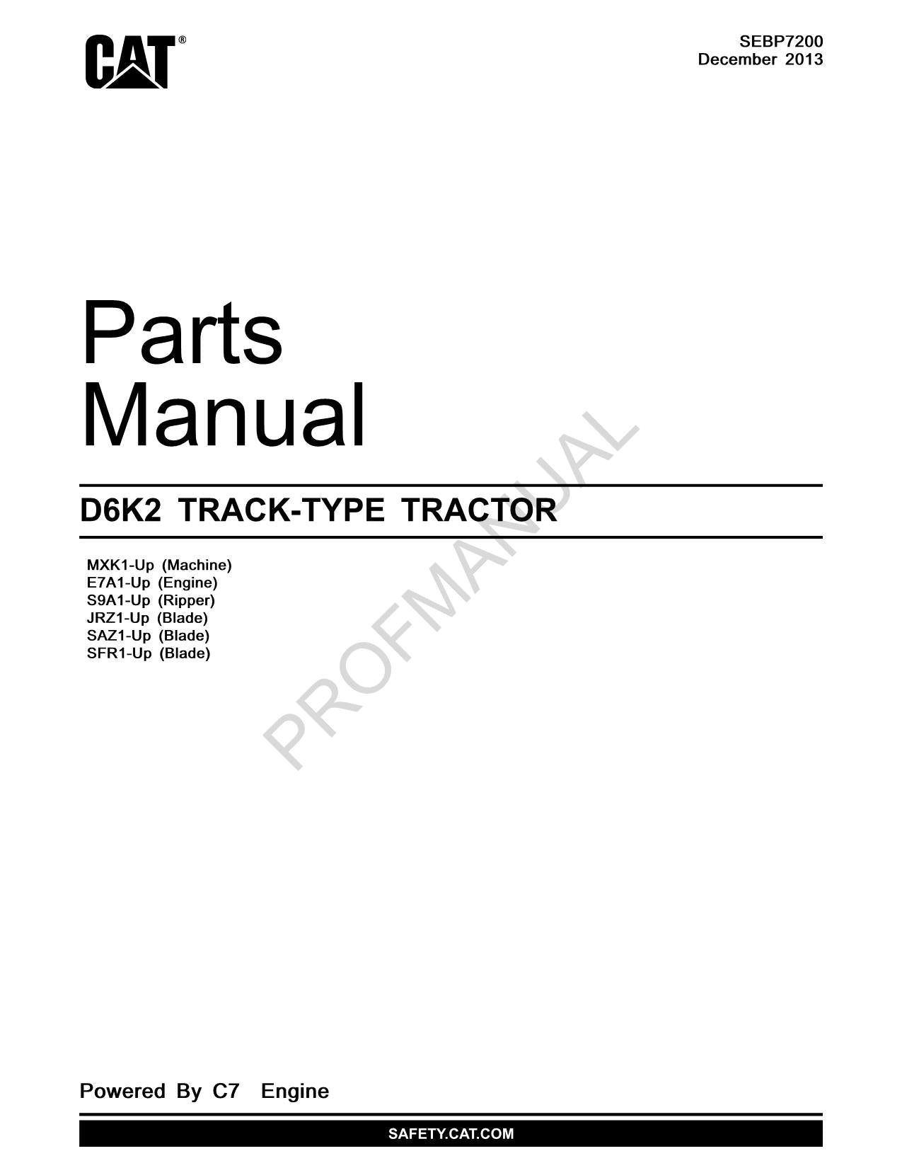 Catálogo de piezas del tractor de cadenas Caterpillar D6K2 Manual SEBP7200