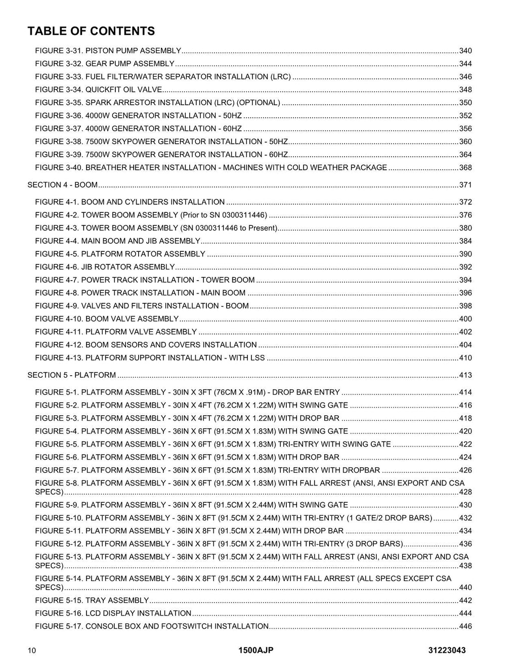 JLG 1500AJP Boom Lift Parts Catalog Manual 31223043