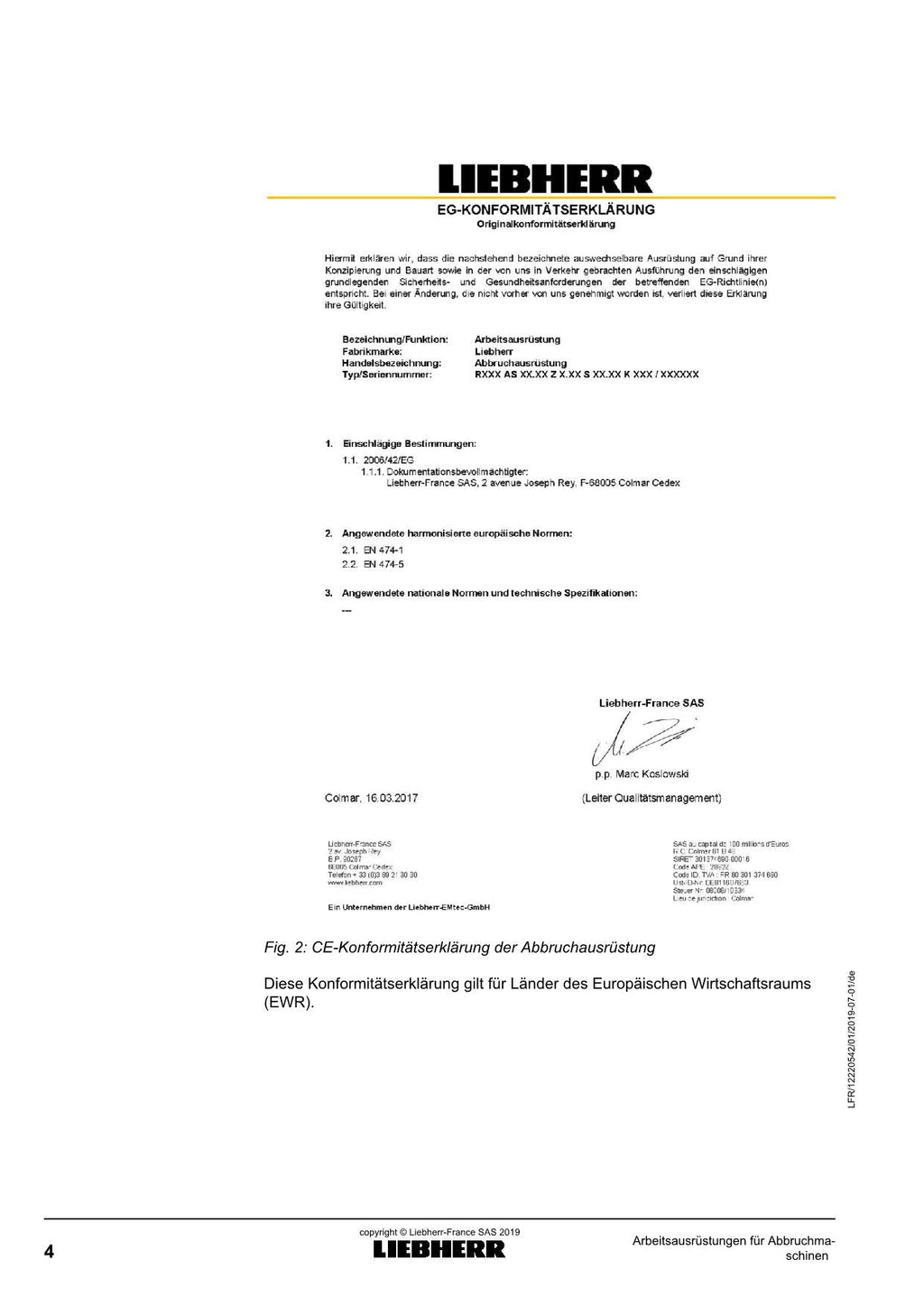 Liebherr R950 R960 Demolition für Abbruchmaschinen Betriebsanleitung