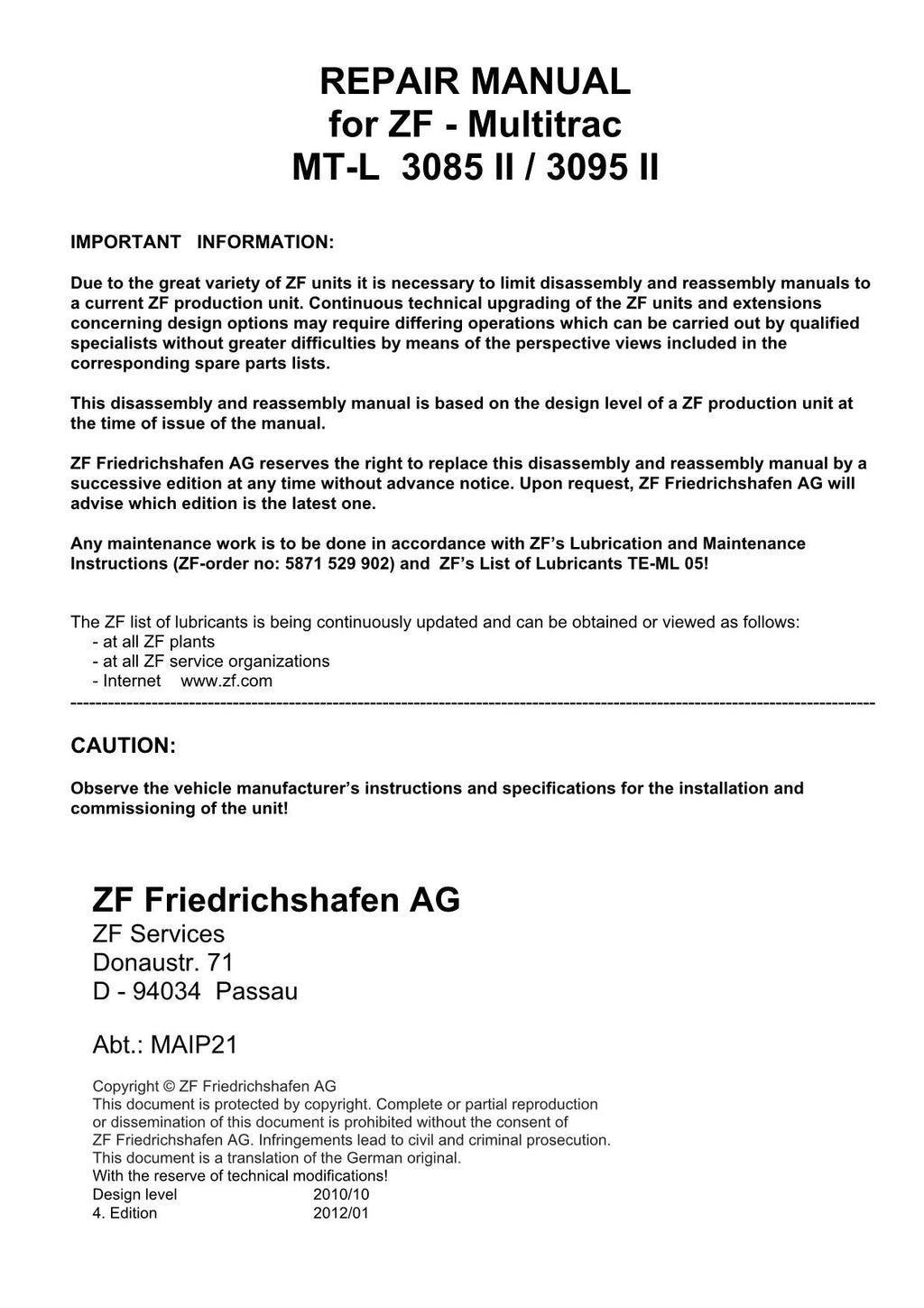 Hitachi Axle Wheel Loader Workshop Manual